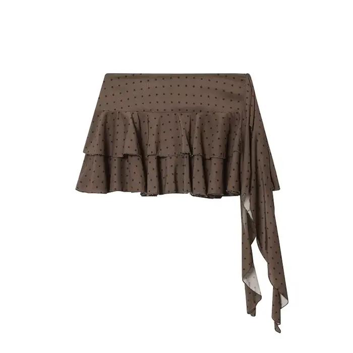MUJER Mini jupe plissée femmes jupes à pois pour femmes jupes à volants taille moyenne jupe femmes jupes courtes superposées pour femme