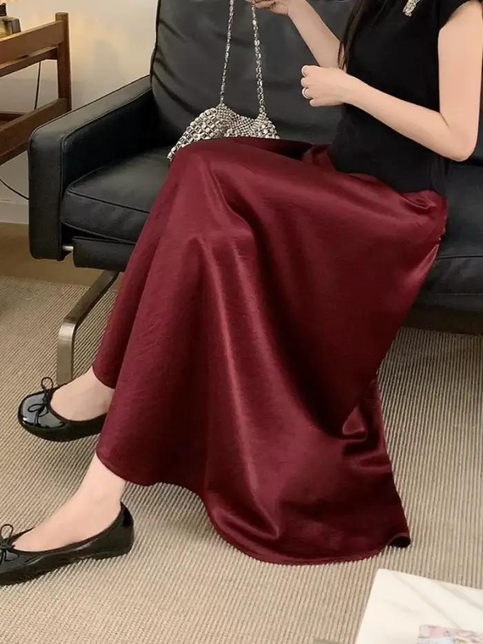 Jupe longue en satin d'été pour femme