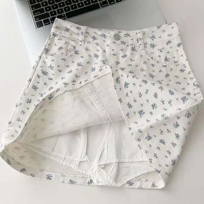 Jupe en jean florale d'été pour femmes Y2k