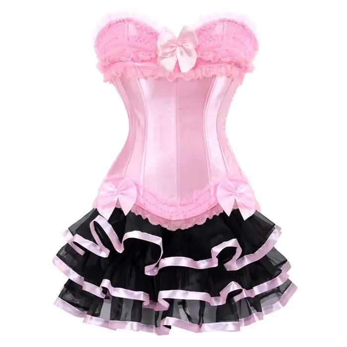 Mini jupes tutu en maille noire et dentelle