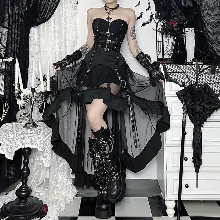 Jupe Maxi irrégulière Punk Grunge