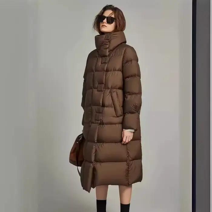 La longue veste coréenne rembourrée en coton est épaissie pour garder au chaud. Veste rembourrée en coton femme hiver en 2025