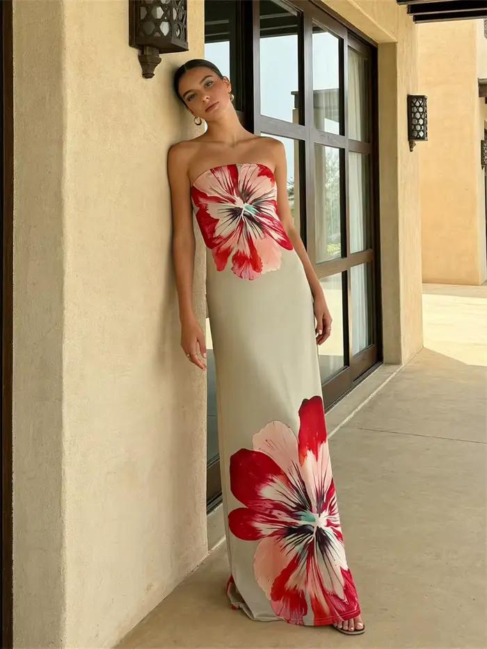 Robe longue à imprimé Floral pour femmes