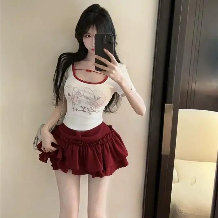 Jupe courte décontractée unie pour femme