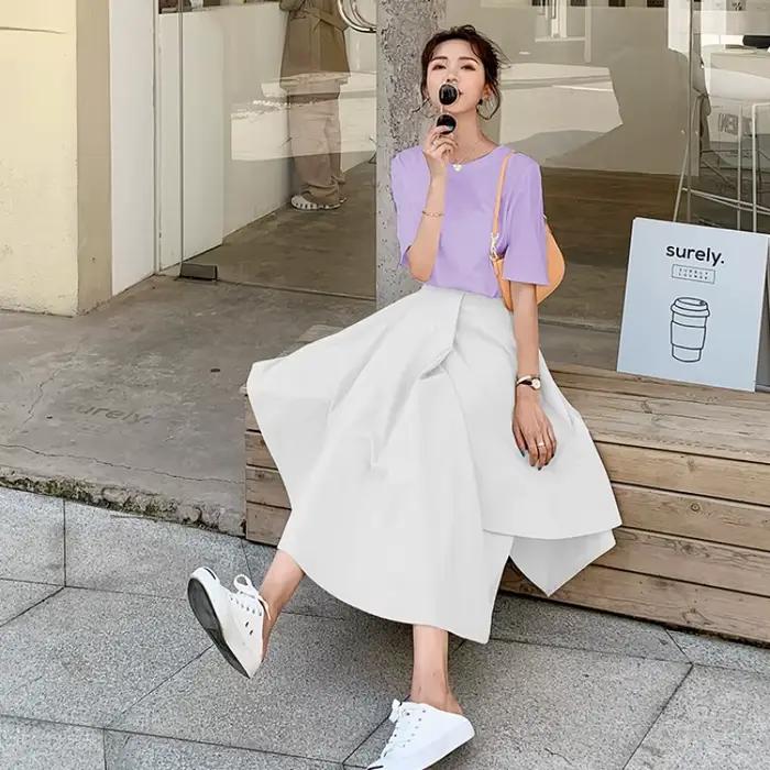 Jupes coréennes taille haute pour femmes