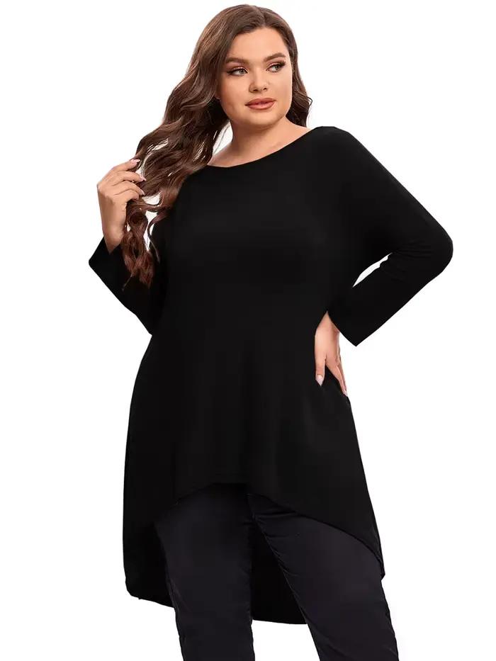 Tunique ample à manches longues pour femmes, grande taille, chemisier, Long, coupe basse, évasée, grande taille, 5XL, 6XL, 7XL, 8XL