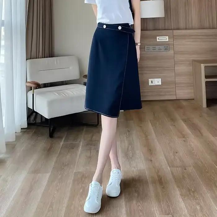 Midi été 2025 Style coréen femmes jupe femme jupes décontracté pas cher vêtements ventes esthétique mode tendance haute