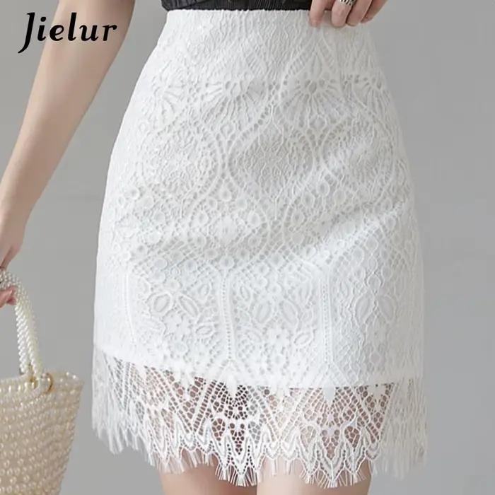 Jielur-Mini jupe en dentelle