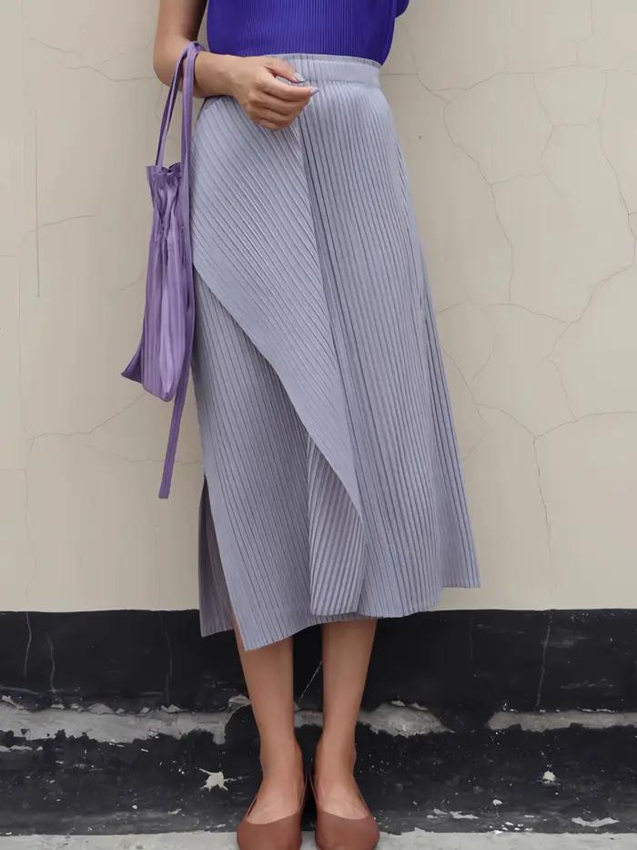 Miyake jupe plissée irrégulière femmes 2025 printemps été mode coréenne casual jupes plissées droites