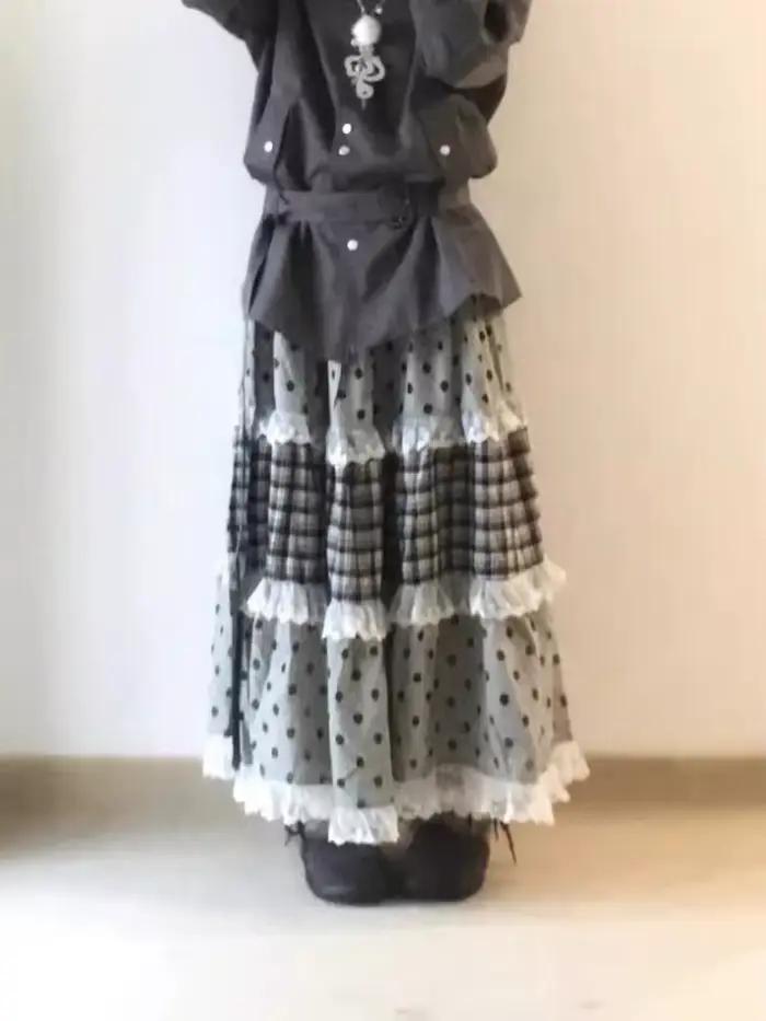 Jupes japonaises élégantes rétro à carreaux ondulés pour femmes