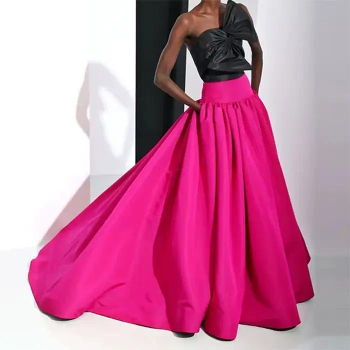Élégant Satin une ligne jupes Faldas Saia mariage bal