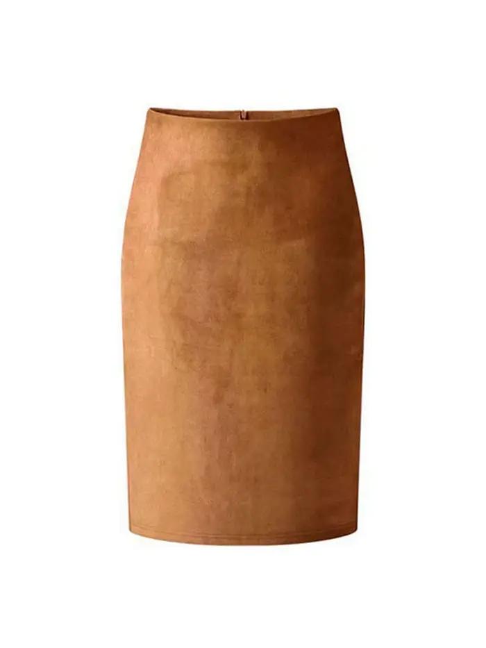 Jupe mi-longue en daim pour femme