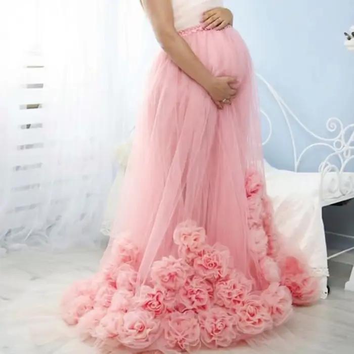 Jupe tutu en tulle à fleurs roses pour femme