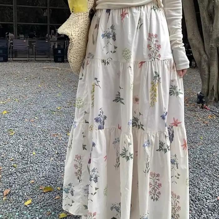 Jupe trapèze florale décontractée pour femmes