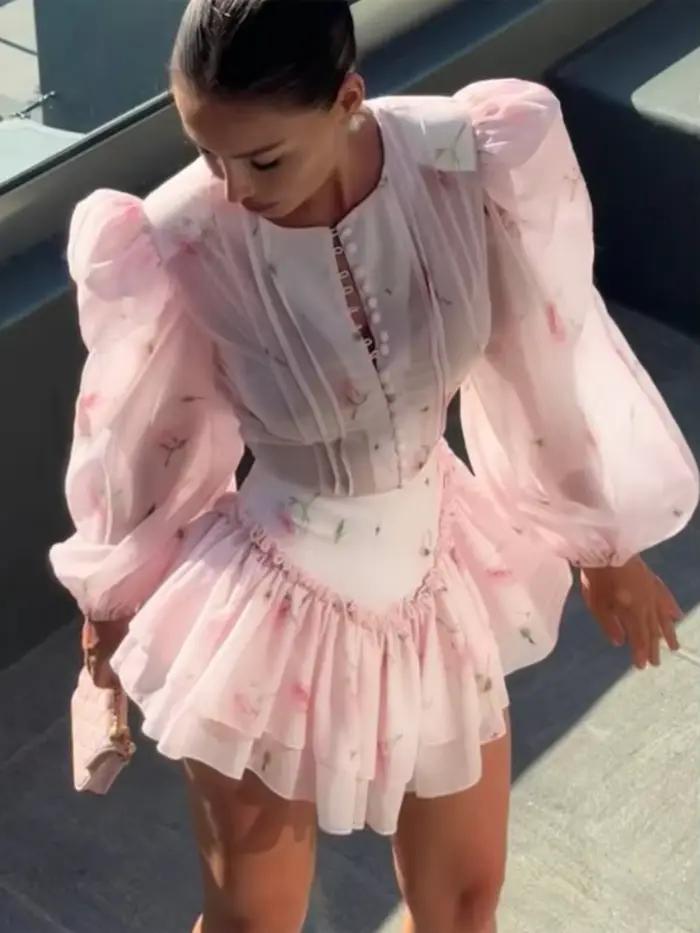 Robe mini à imprimé floral dos nu pour femme