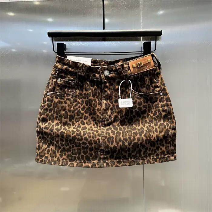 Jupes taille haute imprimées léopard pour femmes