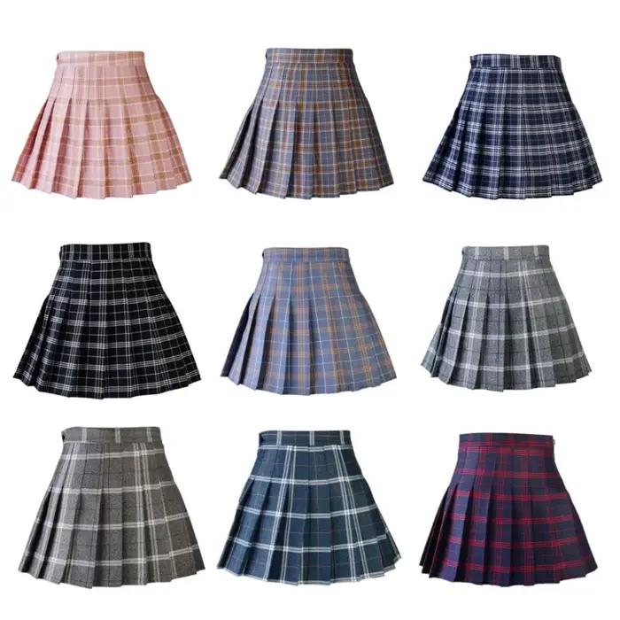 Jupe plissée à carreaux Style Harajuku Preppy pour femmes