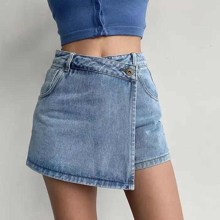 Jupe en jean taille haute amincissante pour femme