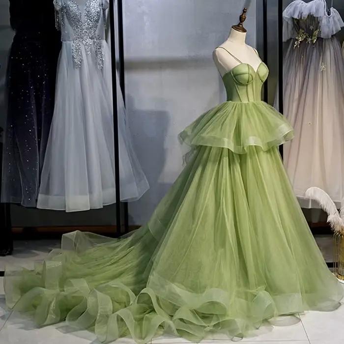 Robes de bal vertes en forme de A 2026