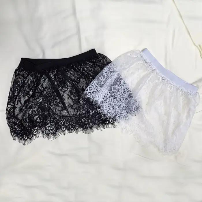 Mini-jupe sexy transparente en dentelle et maille