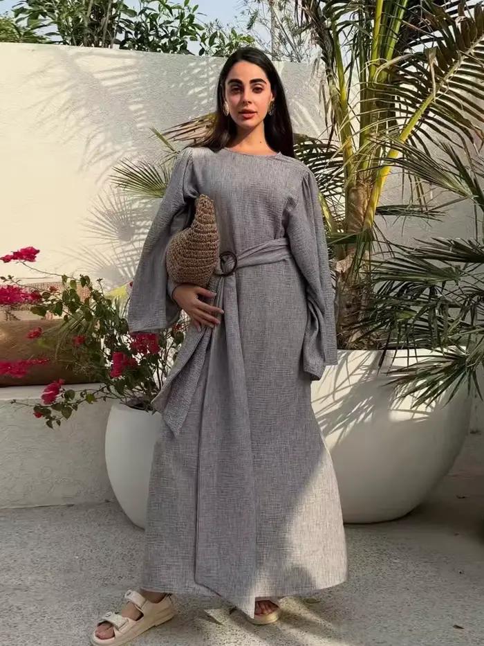 Robe longue décontractée Abaya de Dubaï pour femmes musulmanes du Moyen-Orient, Kaftan uni modeste pour le Ramadan, Robe de prière, Vêtements islamiques pour femme musulmane