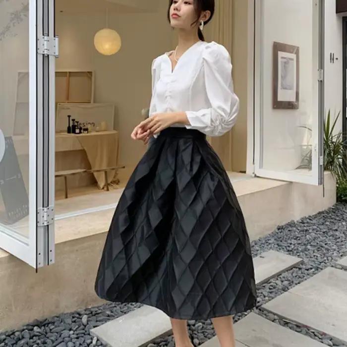 2025 Faldas Mujer De Moda Simple Vintage Jupe femmes mode tempérament grande balançoire