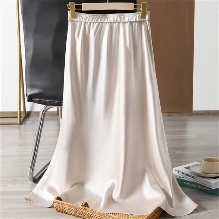 Jupes longues en satin uni pour femmes