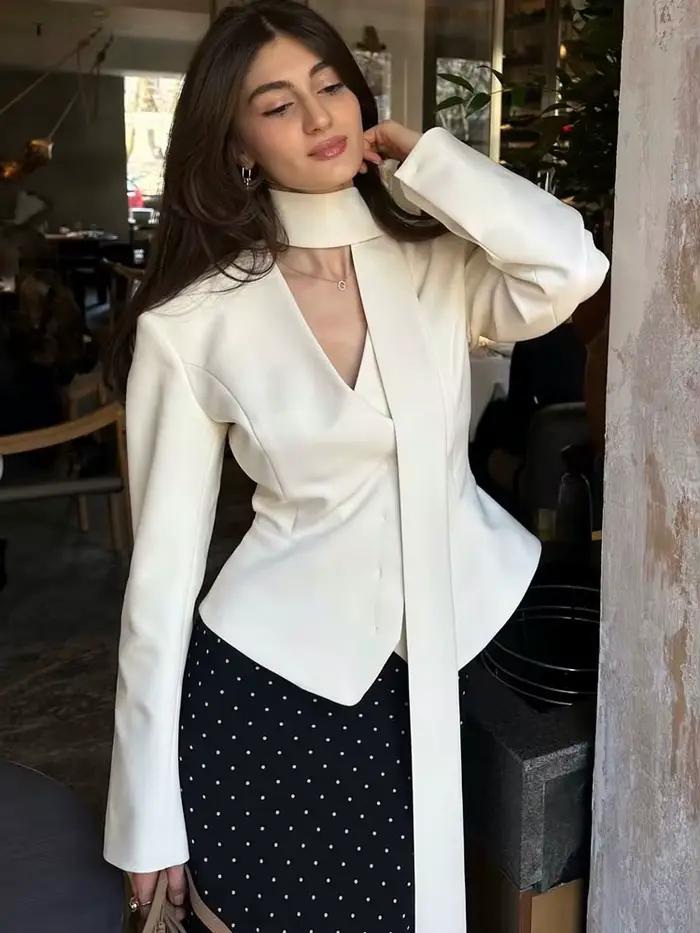 Tossy 3 pièces-ensemble femme costume Mini jupe élégant rayé trajet Patchwork mode luxe col en v fête semble pour les femmes ensembles de costumes