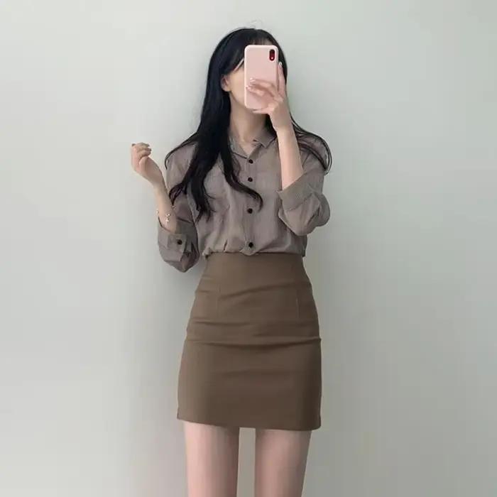 Mini jupe courte taille haute pour femme