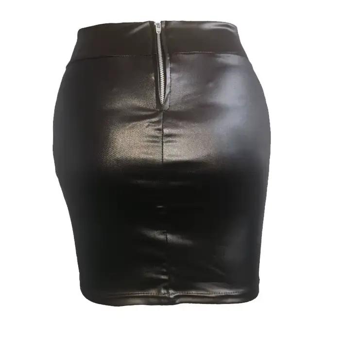 Jupe en similicuir taille haute mini coupe couverte polyester décontracté été pour femmes occasions spéciales style streetwear