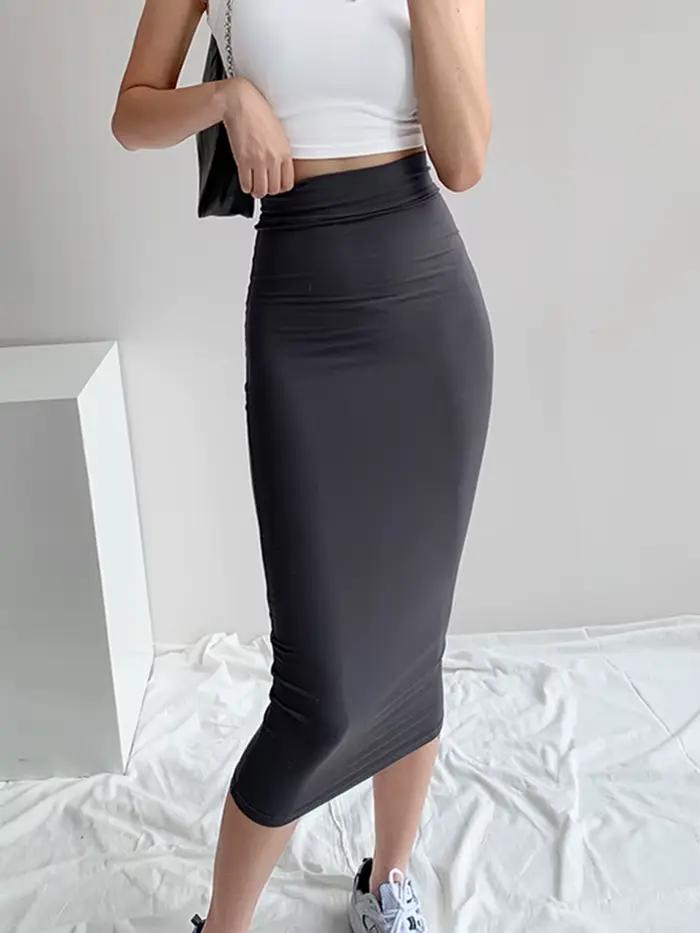 QOERLIN – jupe en cuir PU pour femme