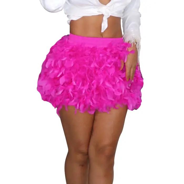 Mini jupe en plumes moelleuses pour femmes