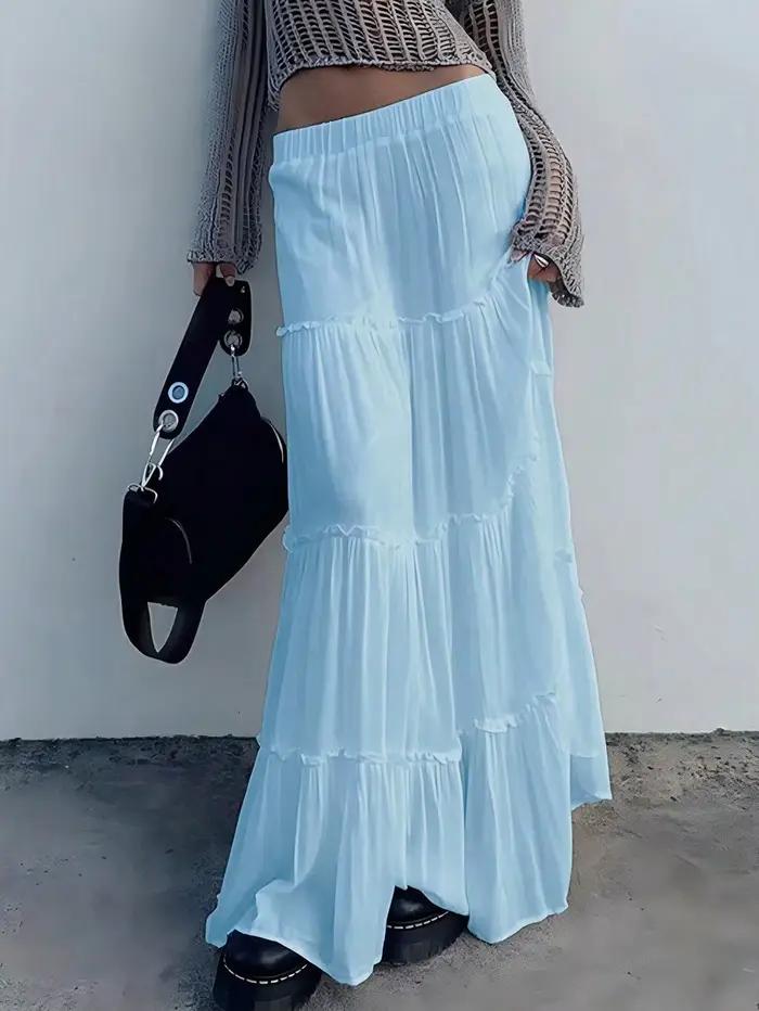 Jupe plissée de couleur blanche pour femme, vêtement taille haute, couleur unie, confortable, style gâteau, automne