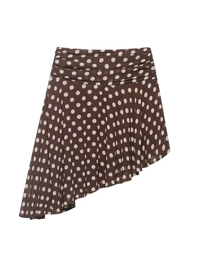 Jupe asymétrique à pois pour femmes
