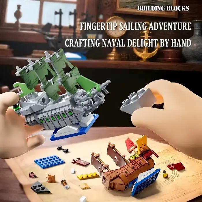 Blocs de construction de modèle de bateau pirate miniature à faire soi-même