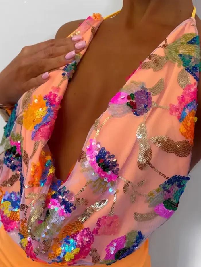 Ensemble Mini jupe tricotée à fleurs 3D pour femmes