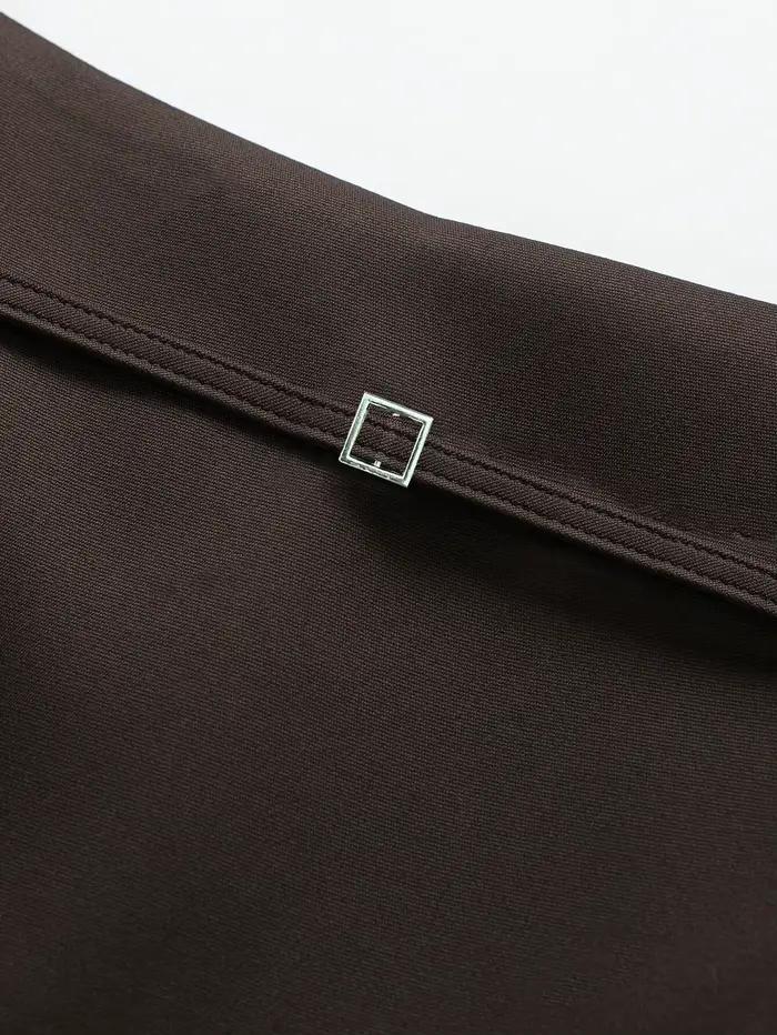Mini-jupe marron taille basse pour femme