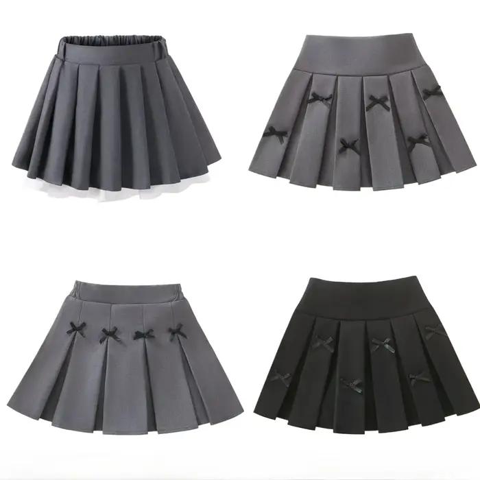 Adolescentes filles jupes plissées couleur unie décontracté enfants école Style a-ligne jupe 2025 printemps été mode