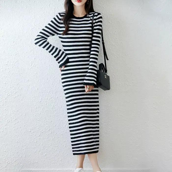 Jupe pull longue rayée