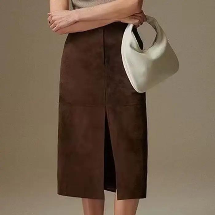 Jupe en cuir suédé pour femme