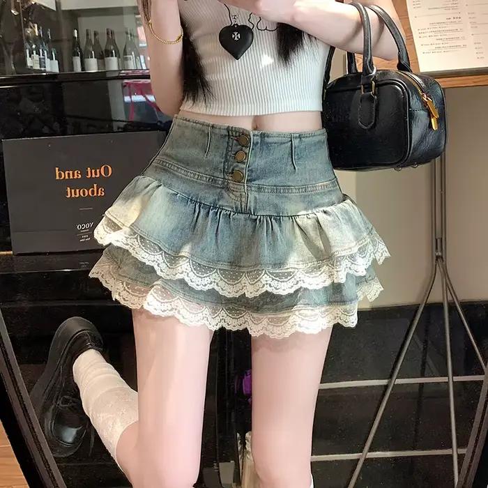 Jupe en jean Seoulish Y2K pour femme
