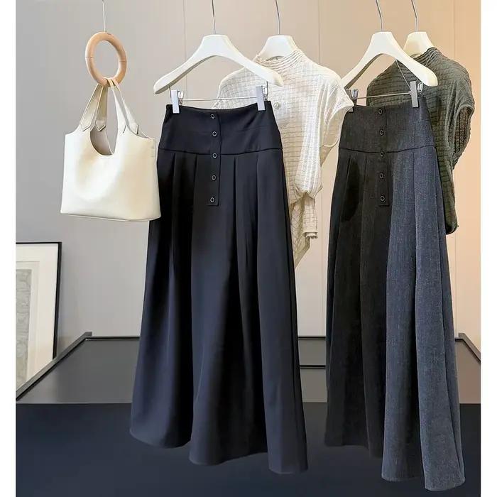 Jupe midi plissée taille haute amincissante pour femme, nouvelle collection automne, coupe ajustée, style tailleur