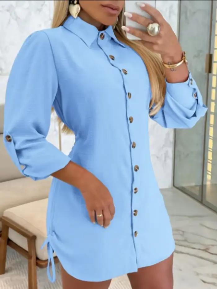 Robe boutonnée à manches longues pour femmes