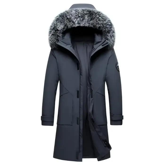 Veste longue coupe-vent en duvet de canard pour homme, pardessus chaud, veste à capuche, parkas multi-poches, automne, hiver