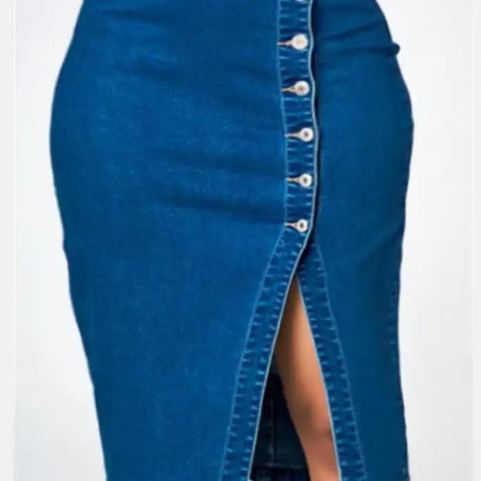 Jupe mi-longue en denim pour femme