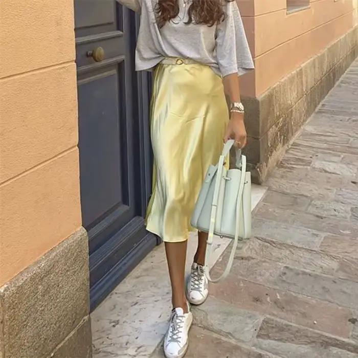 Lamuusaa-Jupe en Satin pour Femme