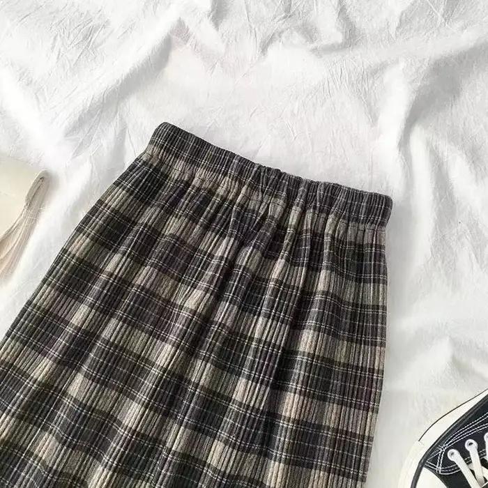 Jupe longue plissée en laine pour femmes