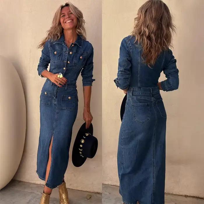 Robes en jean mi-longues pour femmes