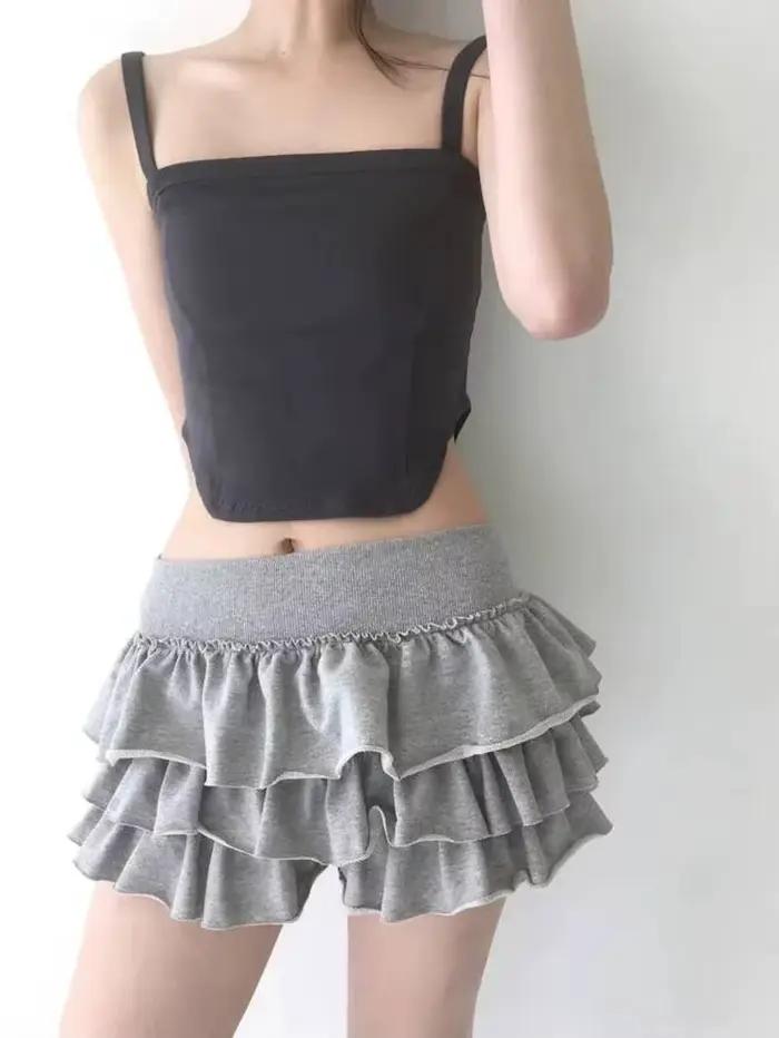 Jupe longue de ballet douce et épicée avec taille élastique et ourlet en dentelle, jupe évasée en forme de gâteau pour jeunes femmes 8PO5