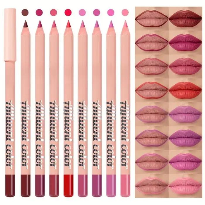 Crayon à lèvres imperméable, 6 couleurs, longue durée, naturel, teinte de Contour rouge, Sexy, rouge foncé, rose, mat